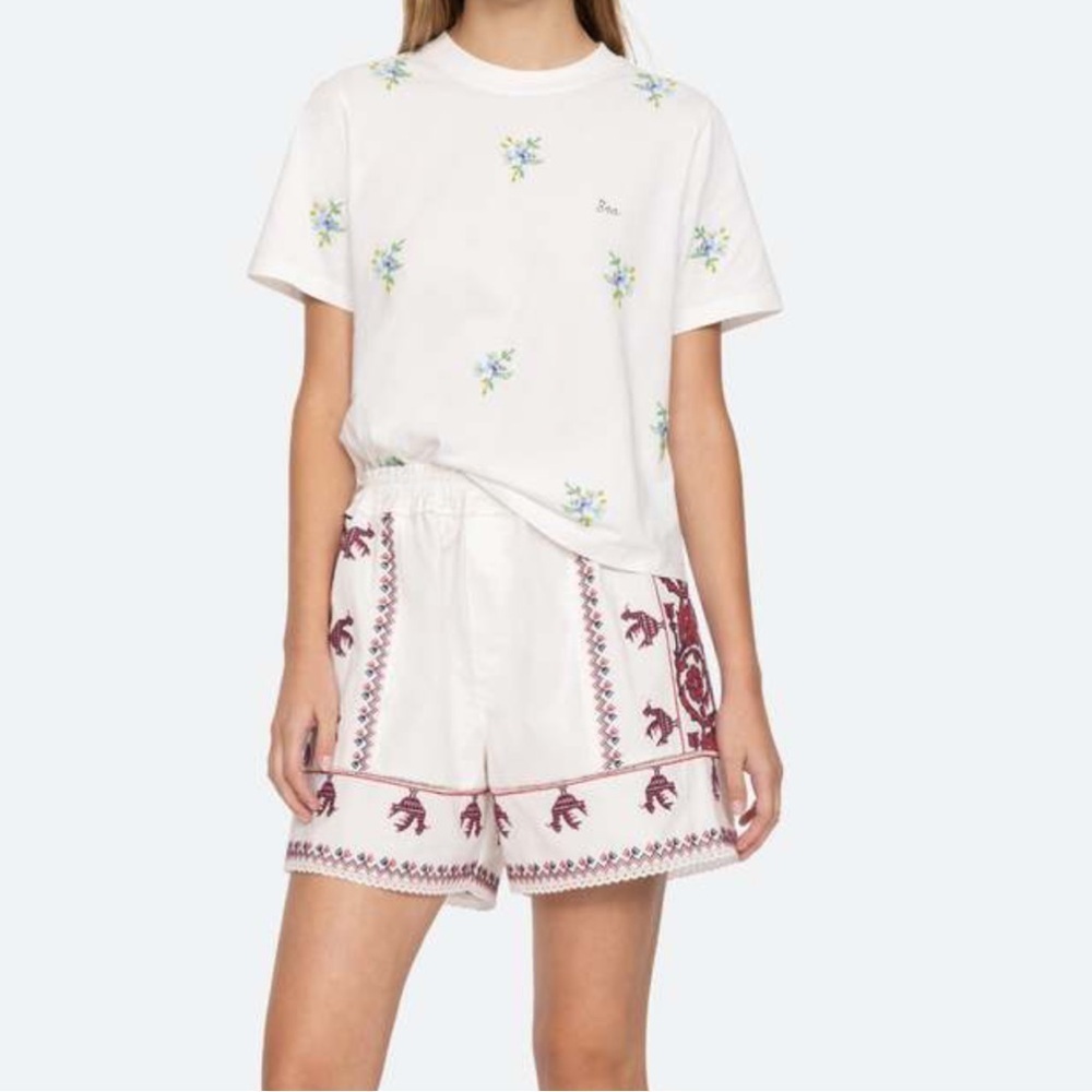 NWT Sea New York Beena Embroidered Shorts white XS